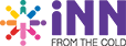 Inn from the Cold logo with colourful abstract figures and purple text